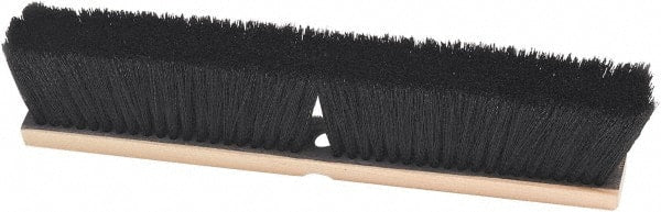 Harper Brush - 24" Smooth Surface Horsehair Push Broom - 3" Bristle Length, Wood Block, Threaded Handle Connection, Handle Sold Separately - Exact Tooling