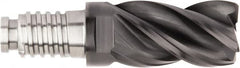 Kennametal - 3/4" Diam, 1-1/8" LOC, 4 Flute, 0.02" Corner Chamfer End Mill Head - Solid Carbide, AlTiN Finish, Duo-Lock 20 Connection, Spiral Flute, 37 & 39° Helix, Centercutting - Exact Tooling