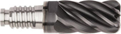 Kennametal - 3/4" Diam, 1-1/8" LOC, 6 Flute, 0.03" Corner Radius End Mill Head - Solid Carbide, AlTiN Finish, Duo-Lock 20 Connection, Spiral Flute, 37 & 39° Helix, Centercutting - Exact Tooling