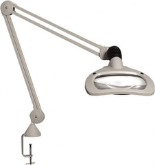 Vision Engineering - 30" Arm, Spring Suspension, Clamp Mount, LED, Light Gray, Magnifying Task Light - 6 Watts, 120 Volts, 1.88x Magnification - Exact Tooling