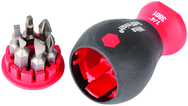 7 Piece - Stubby SoftFinish® Grip Bit Holder Set - Slotted 4.5; 6.5mm Phillips #1 - 2 Square #1 - 2 Bits - Exact Tooling