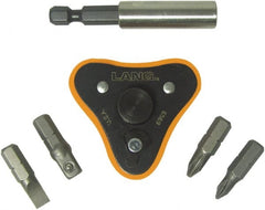Lang - 6 Piece, Black/Orange Ratcheting Bit Driver Set - For Use with Various Applications - Exact Tooling