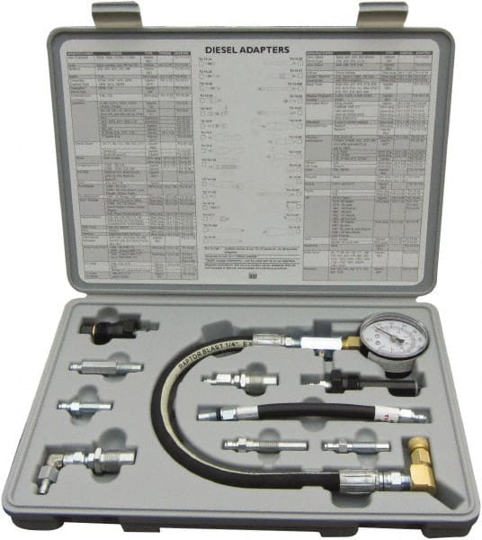 Lang - 10 Piece Dial Engine Compression Test Kit - 1,000 Max Pressure, PSI Scale - Exact Tooling
