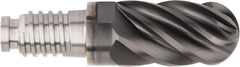Kennametal - 1" Mill Diam, 1-1/2" LOC, Solid Carbide Ball End Mill Head - Spiral Flute, Right Hand Cut, 39° Helix, 6 Flutes, AlTiN Finish - Exact Tooling