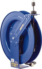 CoxReels - 12 AWG, 100' Cable Length, Cord & Cable Reel with Bare End - 0 Outlets, 20 Amps, 115 Volts, SJO Cable, Blue Reel, Spring Driven Reel - Exact Tooling
