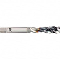 OSG - M6x1.00 Metric Coarse 3 Flute 6H Bottoming Spiral Flute Tap - Powdered Metal, V Finish, 80mm OAL, Right Hand Flute, Right Hand Thread, D5, Series 16500 - Exact Tooling