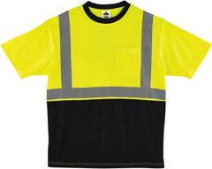 Ergodyne - Size L, Hi-Viz Lime, High Visibility, Short Sleeve T-Pocket, - 42" Chest, 1 Pocket, Polyester - Exact Tooling