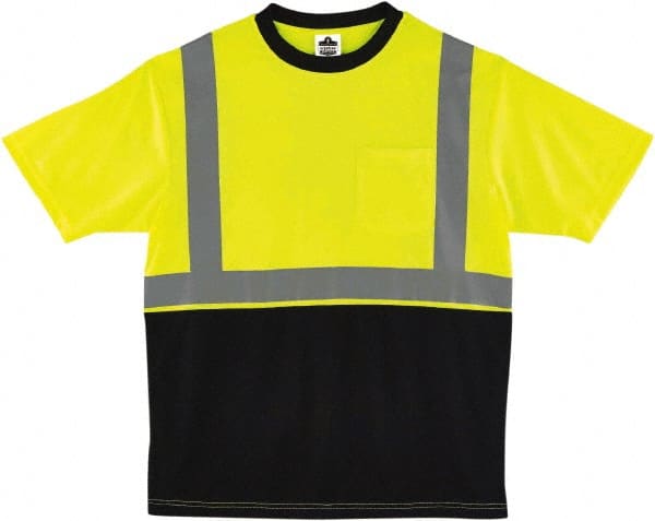 Ergodyne - Size 5XL, Hi-Viz Lime, High Visibility, Short Sleeve T-Pocket, - 62" Chest, 1 Pocket, Polyester - Exact Tooling