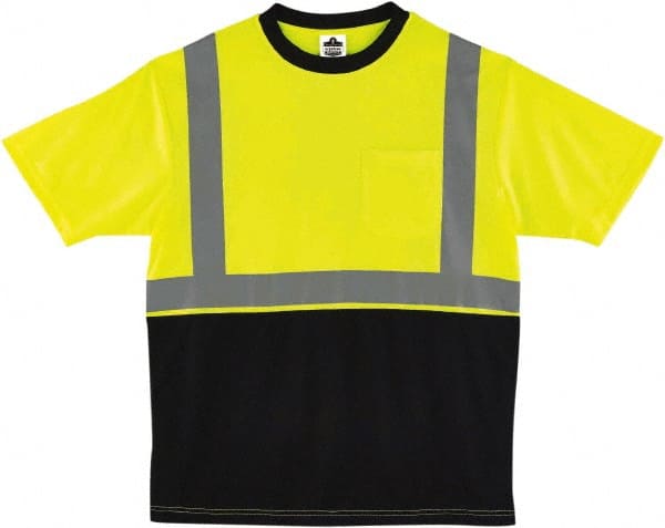 Ergodyne - Size 4XL, Hi-Viz Lime, High Visibility, Short Sleeve T-Pocket, - 58" Chest, 1 Pocket, Polyester - Exact Tooling