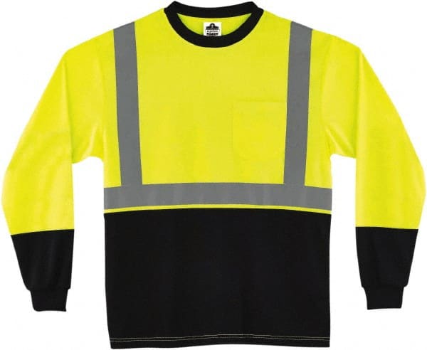 Ergodyne - Size XL, Hi-Viz Lime, High Visibility, Long Sleeve T-Pocket, - 46" Chest, 1 Pocket, Polyester - Exact Tooling
