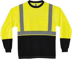 Ergodyne - Size L, Hi-Viz Lime, High Visibility, Long Sleeve T-Pocket, - 42" Chest, 1 Pocket, Polyester - Exact Tooling