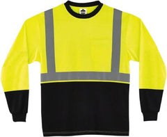 Ergodyne - Size 5XL, Hi-Viz Lime, High Visibility, Long Sleeve T-Pocket, - 62" Chest, 1 Pocket, Polyester - Exact Tooling