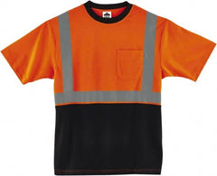Ergodyne - Size M, Hi-Viz Orange, High Visibility, Short Sleeve T-Pocket, - 38" Chest, 1 Pocket, Polyester - Exact Tooling