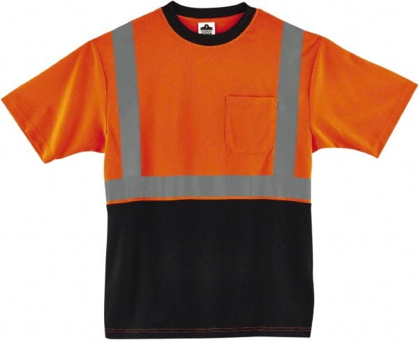 Ergodyne - Size 4XL, Hi-Viz Orange, High Visibility, Short Sleeve T-Pocket, - 58" Chest, 1 Pocket, Polyester - Exact Tooling