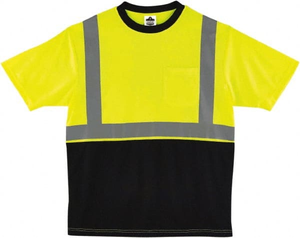 Ergodyne - Size M, Hi-Viz Lime, High Visibility, Short Sleeve T-Pocket, - 38" Chest, 1 Pocket, Polyester - Exact Tooling