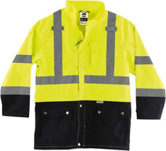 Ergodyne - Size S, Lime, Rain Jacket - 3 Pockets, Rollaway Hood - Exact Tooling