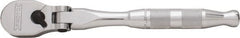 Proto - 3/8" Drive Pear Head Ratchet - Full Polish Chrome Finish, 7" OAL, 90 Gear Teeth, Standard Handle, Reversible Flex Head - Exact Tooling