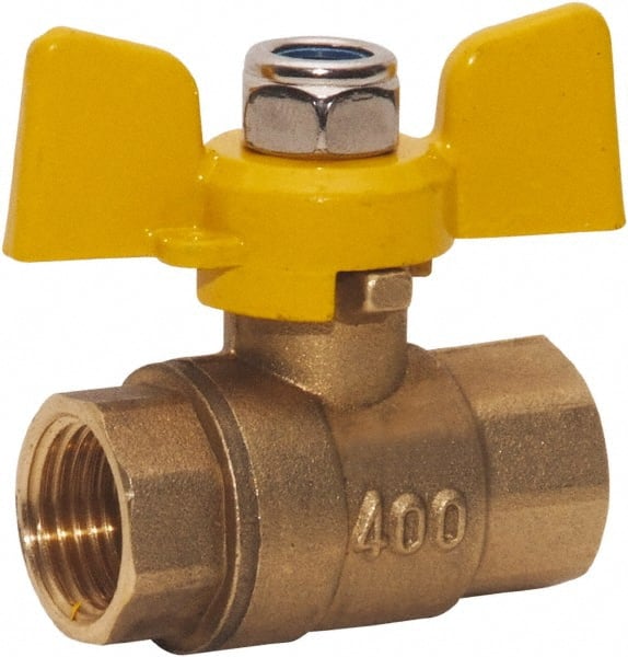 Value Collection - 3/4" Pipe, Full Port, Brass Standard Ball Valve - 2 Piece, FNPT x FNPT Ends, Tee Handle, 400 WOG, 150 WSP - Exact Tooling