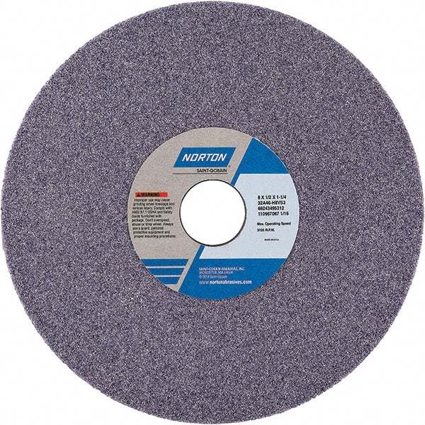 Norton - 7" Diam x 1-1/4" Hole x 1/2" Thick, H Hardness, 46 Grit Surface Grinding Wheel - Aluminum Oxide, Type 1, Coarse Grade, Vitrified Bond - Exact Tooling