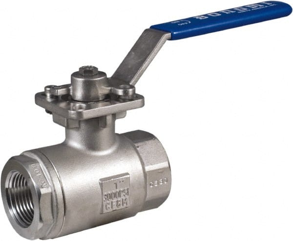BONOMI - 3/4" Pipe, Full Port, Stainless Steel Full Port Ball Valve - 2 Piece, NPT Ends, Lever Handle, 3,000 WOG - Exact Tooling