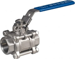 BONOMI - 3/4" Pipe, Full Port, Stainless Steel Full Port Ball Valve - 2 Piece, NPT Ends, Locking Lever Handle, 1,500 WOG, 150 WSP - Exact Tooling