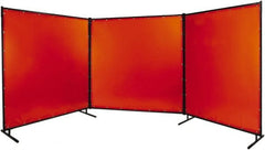 Steiner - 8' Wide x 8' High, 14mm Thickness, Transparent Vinyl Portable Welding Screen - Orange - Exact Tooling
