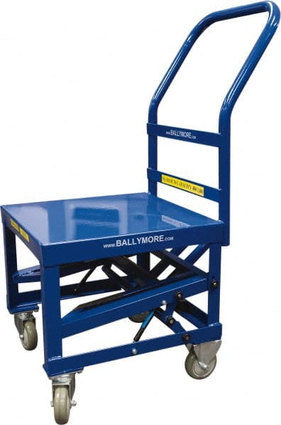 Ballymore - 400 Lb Capacity, 20" Wide x 27" Long x 42" High Mobile Cart - 1 Shelf, Steel, 2 Rigid/2 Swivel Casters - Exact Tooling