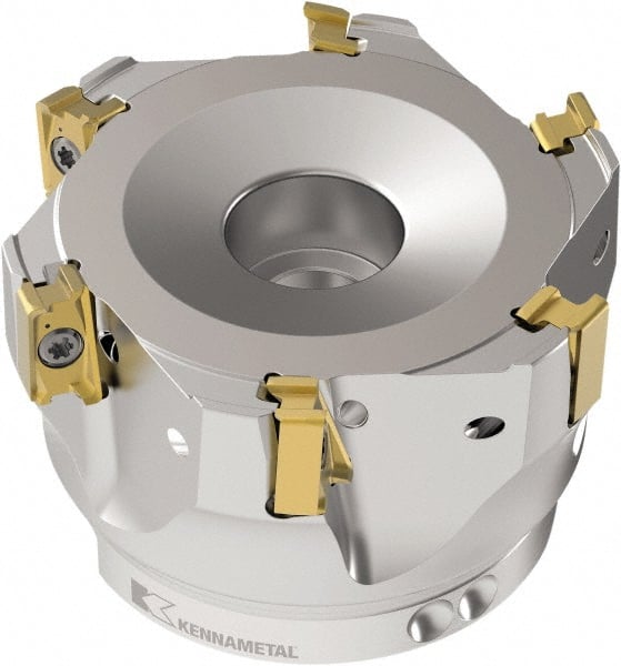 Kennametal - 1" Cut Diam, 11mm Max Depth of Cut, 2.116" OAL, Indexable Square Shoulder End Mill - LNGU110408SRGE Inserts, M12 Modular Connection, 0° Lead Angle, Through Coolant, Series Mill 4-11 - Exact Tooling