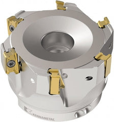 Kennametal - 1" Cut Diam, 11mm Max Depth of Cut, 2.116" OAL, Indexable Square Shoulder End Mill - LNGU110408SRGE Inserts, M12 Modular Connection, 0° Lead Angle, Through Coolant, Series Mill 4-11 - Exact Tooling