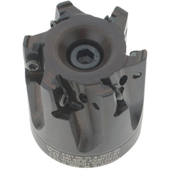 Kennametal - 6 Inserts, 1-1/2" Cut Diam, 1/2" Arbor Diam, 11mm Max Depth of Cut, Indexable Square-Shoulder Face Mill - 0° Lead Angle, 40mm High, LNGU110408SRGE Insert Compatibility, Through Coolant, Series Mill 4-11 - Exact Tooling