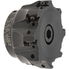 Kennametal - 8 Inserts, 3" Cut Diam, 1" Arbor Diam, 11mm Max Depth of Cut, Indexable Square-Shoulder Face Mill - 0° Lead Angle, 1-3/4" High, LNGU110408SRGE Insert Compatibility, Through Coolant, Series Mill 4-11 - Exact Tooling