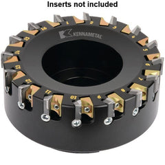 Kennametal - 8 Inserts, 3" Cut Diam, 1" Arbor Diam, 1/4" Max Depth of Cut, Indexable Square-Shoulder Face Mill - 0° Lead Angle, 2" High, KSDR100031E1W4S Insert Compatibility, Series KBDM - Exact Tooling