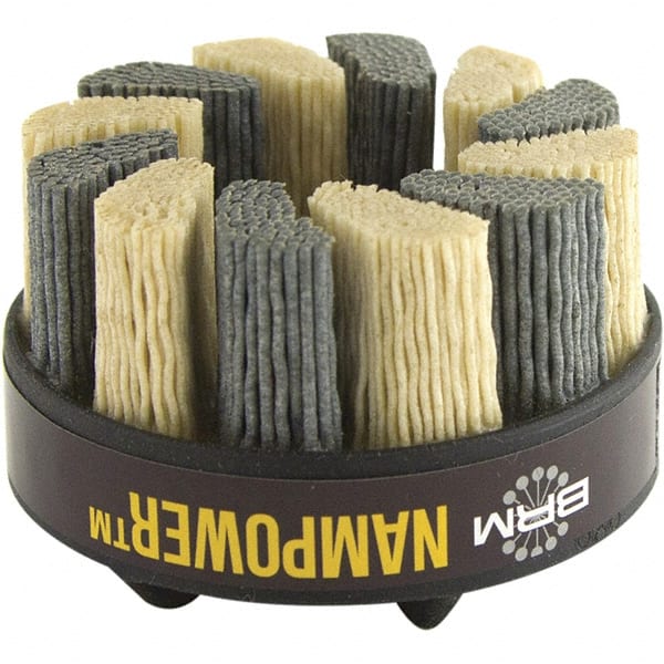 Brush Research Mfg. - 3" 80 Grit Ceramic/Silicon Carbide Straight Disc Brush - Coarse Grade, Drive Arbor Connector, 0.7087" Trim Length, 0.63" Shank Diam, 0.63" Arbor Hole - Exact Tooling