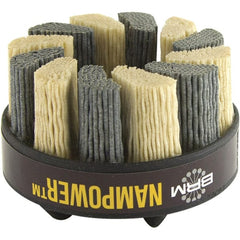 Brush Research Mfg. - 3" 80 Grit Ceramic/Silicon Carbide Straight Disc Brush - Coarse Grade, Drive Arbor Connector, 0.7087" Trim Length, 0.63" Shank Diam, 0.63" Arbor Hole - Exact Tooling