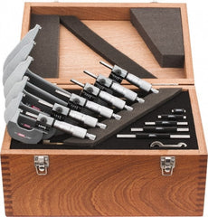 SPI - 0 to 6" Range, 6 Piece Mechanical Outside Micrometer Set - 0.0001" Graduation, 0.0001, 0.0002" Accuracy, Ratchet Stop Thimble, Carbide Face - Exact Tooling