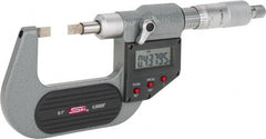 SPI - 0mm to 25mm Electronic Painted Blade Micrometer - 0.003mm Accuracy, 0.75mm Blade Thickness, Ratchet Stop Thimble - Exact Tooling
