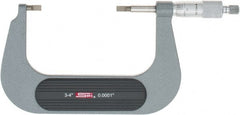 SPI - 3" to 4" Mechanical Painted Blade Micrometer - 0.0002" Accuracy, 0.03" Blade Thickness, Ratchet Stop Thimble - Exact Tooling