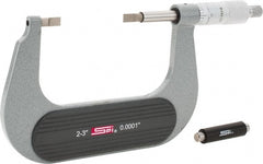 SPI - 2" to 3" Mechanical Painted Blade Micrometer - 0.0002" Accuracy, 0.03" Blade Thickness, Ratchet Stop Thimble - Exact Tooling