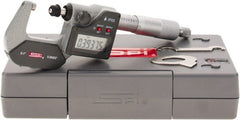 SPI - 0 to 1" Range, 0.00005" Resolution, Standard Throat IP65 Electronic Outside Micrometer - 0.0001" Accuracy, Ratchet Stop Thimble, Carbide Face, LR44 Battery, Includes NIST Traceable Certification of Inspection - Exact Tooling