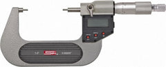 SPI - 0 to 1 Inch, 1.26 Inch Throat Depth, Electronic Spline Micrometer - 0.0001 Inch Accuracy, 0.00005 Inch Graduation, 0.25 Inch Spindle Diameter, 3mm Head Diameter, Ratchet Stop Thimble, Data Output - Exact Tooling