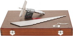 SPI - 0 to 300mm Range, 4" Base Length, 12 Rods, Ratchet Stop Thimble, Electronic Depth Micrometer - IP65, 0.00005" Resolution, Accurate to 0.007mm, 0.176" Rod Diam, LR44 Battery, Data Output - Exact Tooling