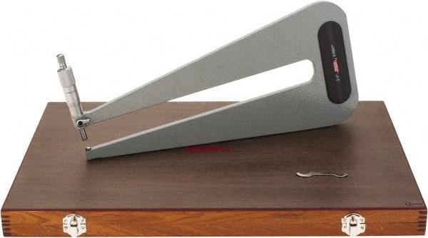 SPI - 0 to 1" Range, 0.0001" Graduation, Mechanical Outside Micrometer - Ratchet Stop Thimble, 12" Throat Depth, Accurate to 0.0003" - Exact Tooling
