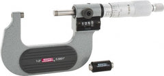 SPI - 1 to 2" Range, 0.0001" Graduation, Mechanical Outside Micrometer - Ratchet Stop Thimble, 1.26" Throat Depth, Accurate to 0.0002", Digital Counter - Exact Tooling