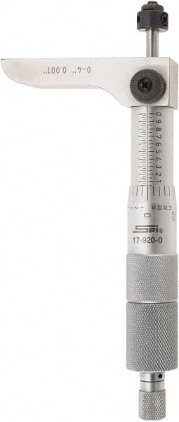 SPI - 0 to 4" Range, 4 Rod, Mechanical Depth Micrometer - Ratchet Stop Thimble, 2-1/4" Base Length, 0.001" Graduation, 4.5mm Rod Diam - Exact Tooling