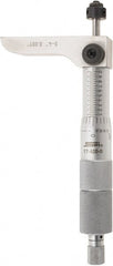 SPI - 0 to 4" Range, 4 Rod, Mechanical Depth Micrometer - Ratchet Stop Thimble, 2-1/4" Base Length, 0.001" Graduation, 4.5mm Rod Diam - Exact Tooling