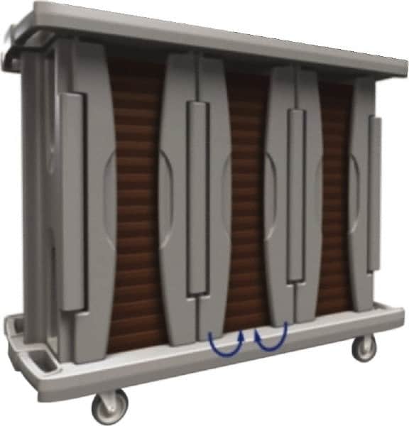 Made in USA - 67" Wide x 31-1/2" Long x 53-3/4" High Food Delivery System Cart - 6 Door, 156 Slot, Plastic, 2 Rigid/2 Swivel Casters - Exact Tooling
