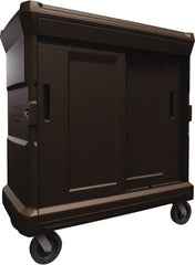 Made in USA - 56" Wide x 31" Long x 59" High Food Delivery System Cart - 2 Door, 132 Slot, Plastic, 2 Rigid/2 Swivel Casters - Exact Tooling