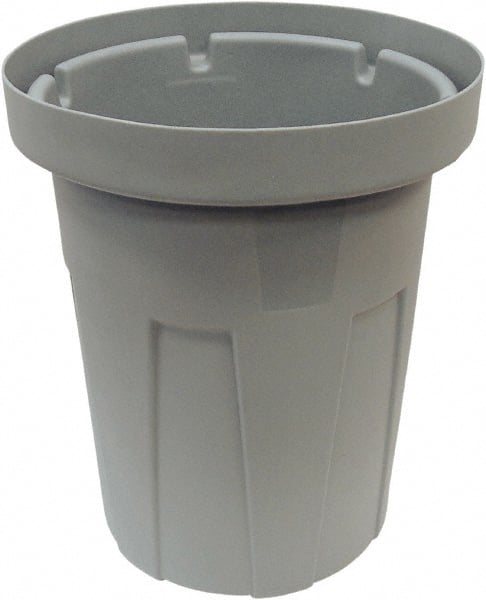 Made in USA - 40 Gal Gray Round Trash Can - Polyethylene, None Graphic, Lid Not Included - Exact Tooling
