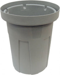 Made in USA - 25 Gal Gray Round Trash Can - Polyethylene, None Graphic, Lid Not Included - Exact Tooling