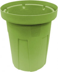 Made in USA - 35 Gal Green Round Trash Can - Polyethylene, None Graphic, Lid Not Included - Exact Tooling